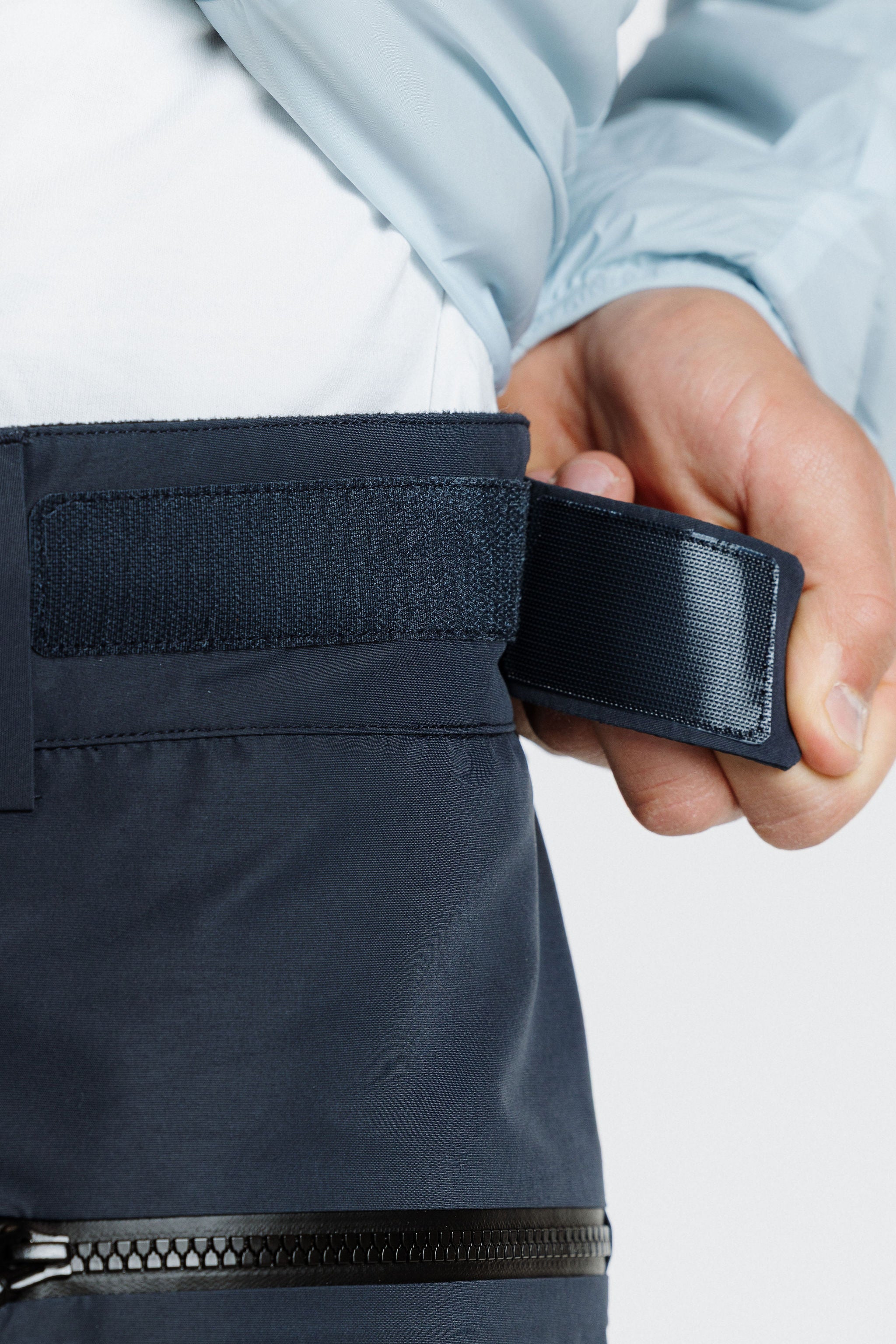 Enjo_3layer_shell_pants_men_midnight_blue_waistband_adjustment