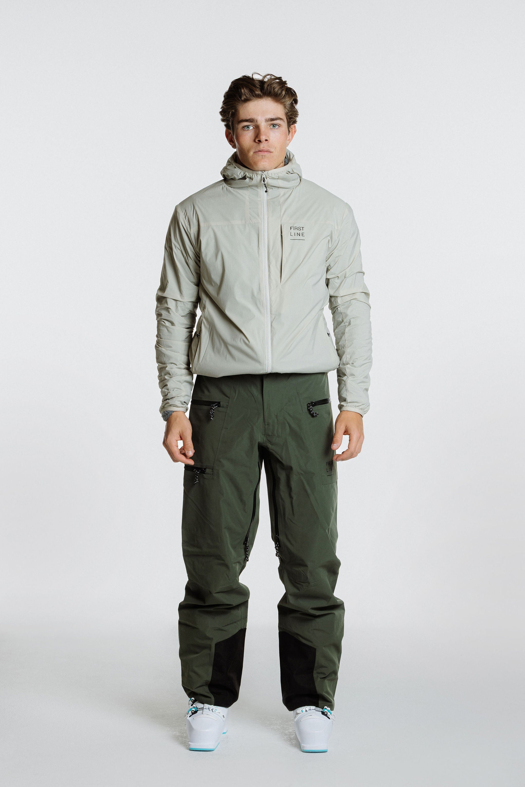 Enjo_3layer_shell_pants_men_primal_olive_fornt_view_outfit