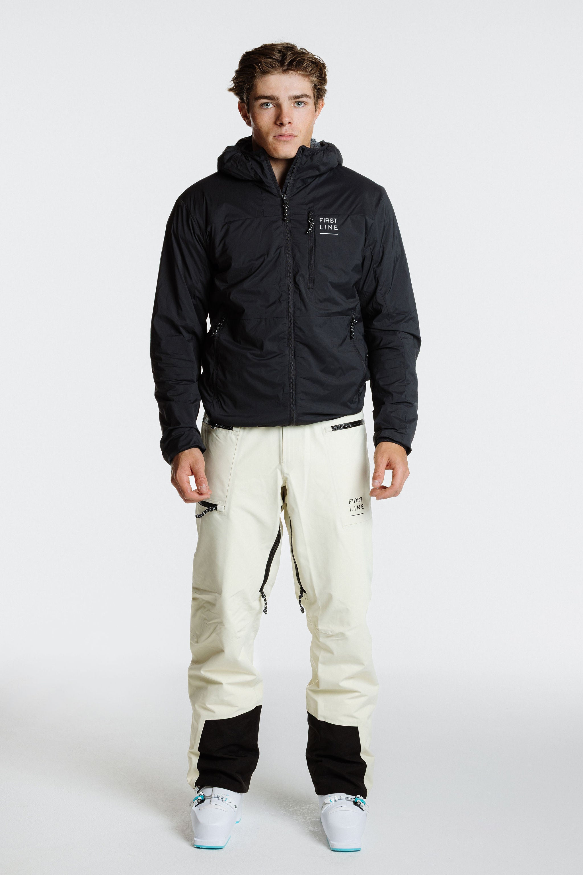 Enjo_3layer_shell_pants_men_snow_white_frontview_outfit