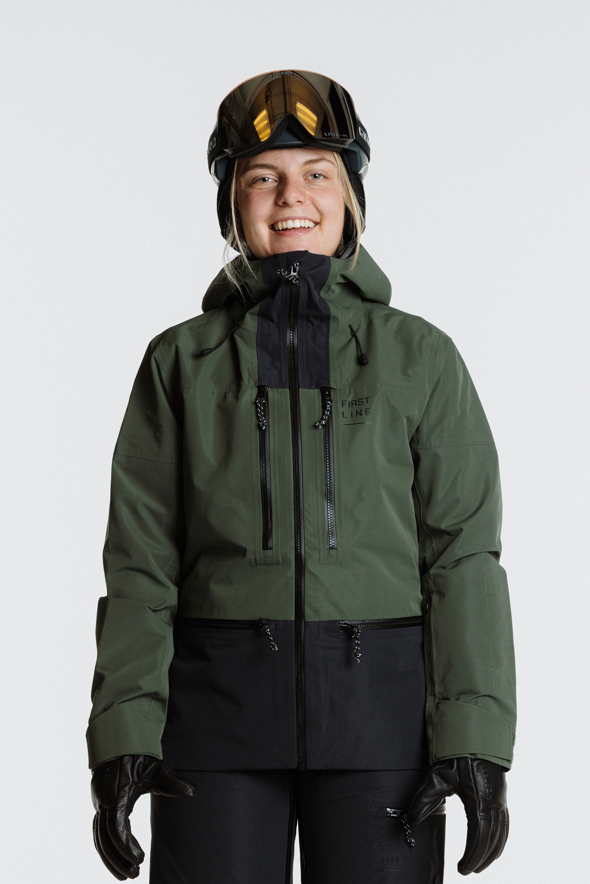 Enjo_3layershelljacket_women_primalolive_blackgraphite_frontview