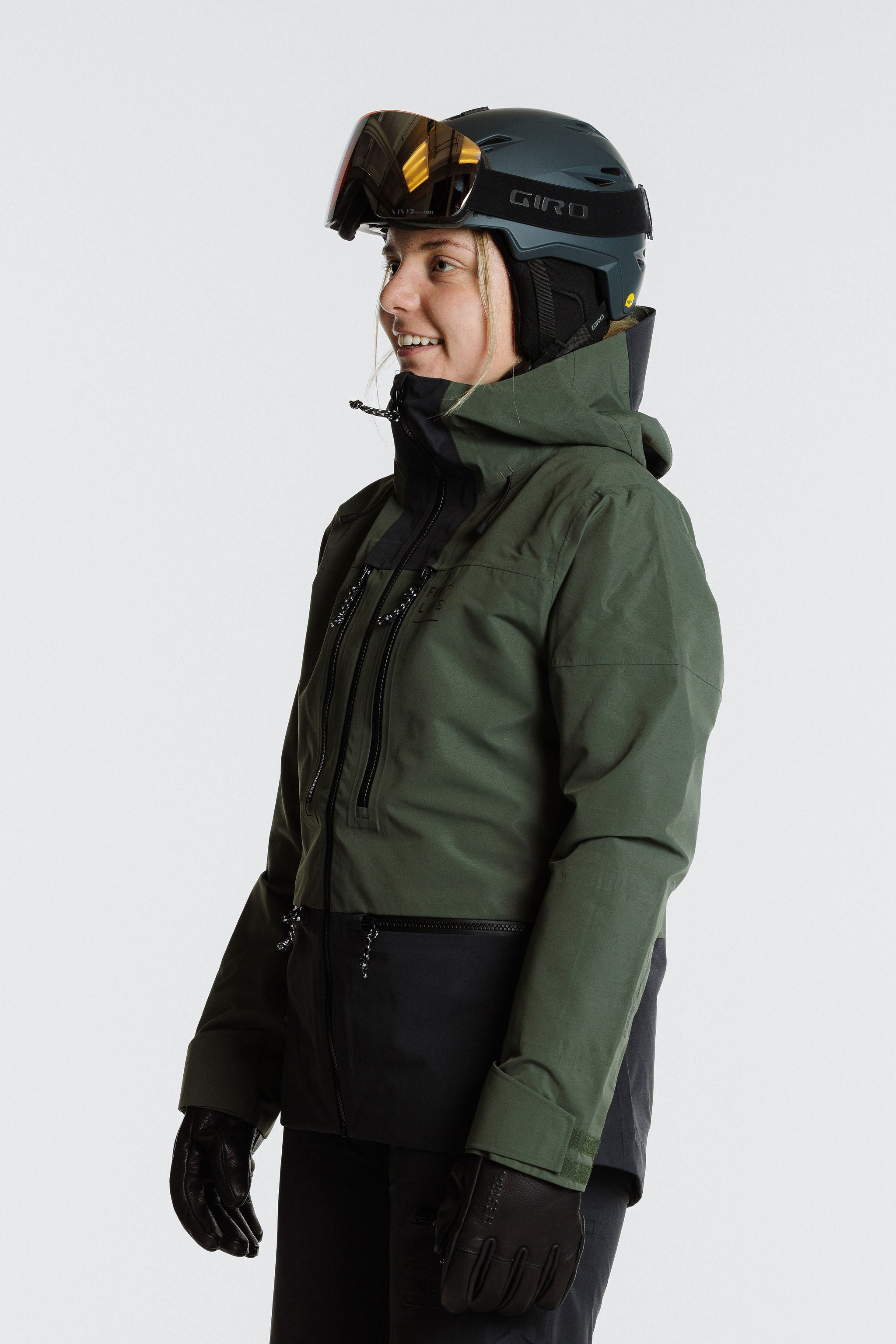 Enjo_3layershelljacket_women_primalolive_blackgraphite_sideview