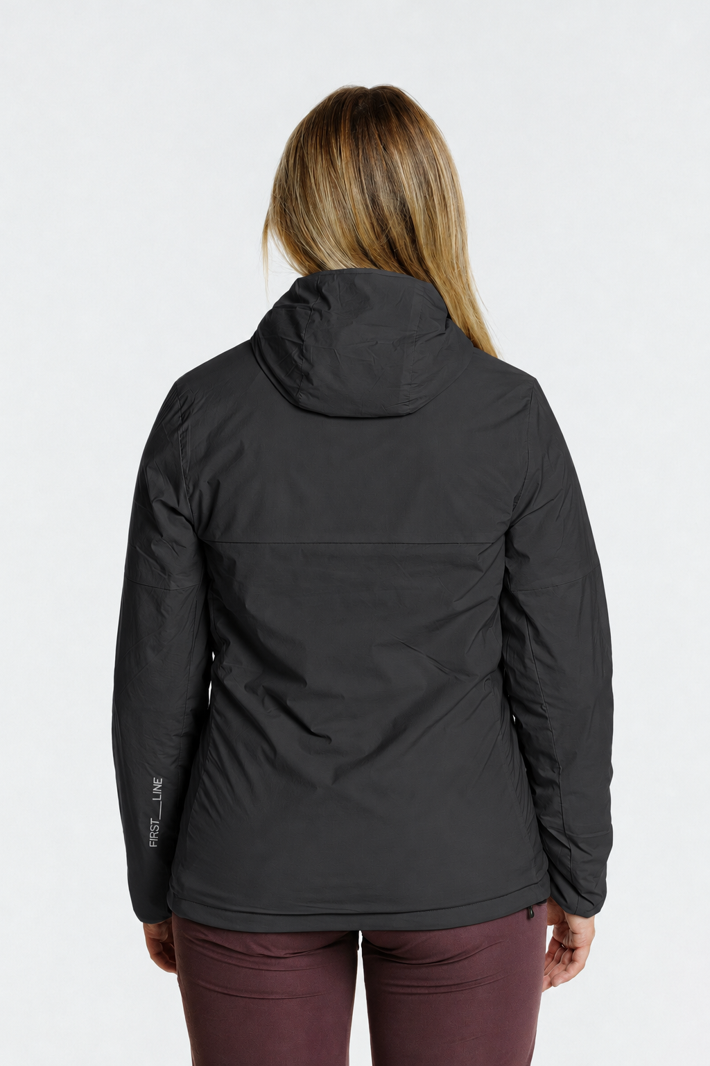 Rückansicht der Jacke in #2D2C2F