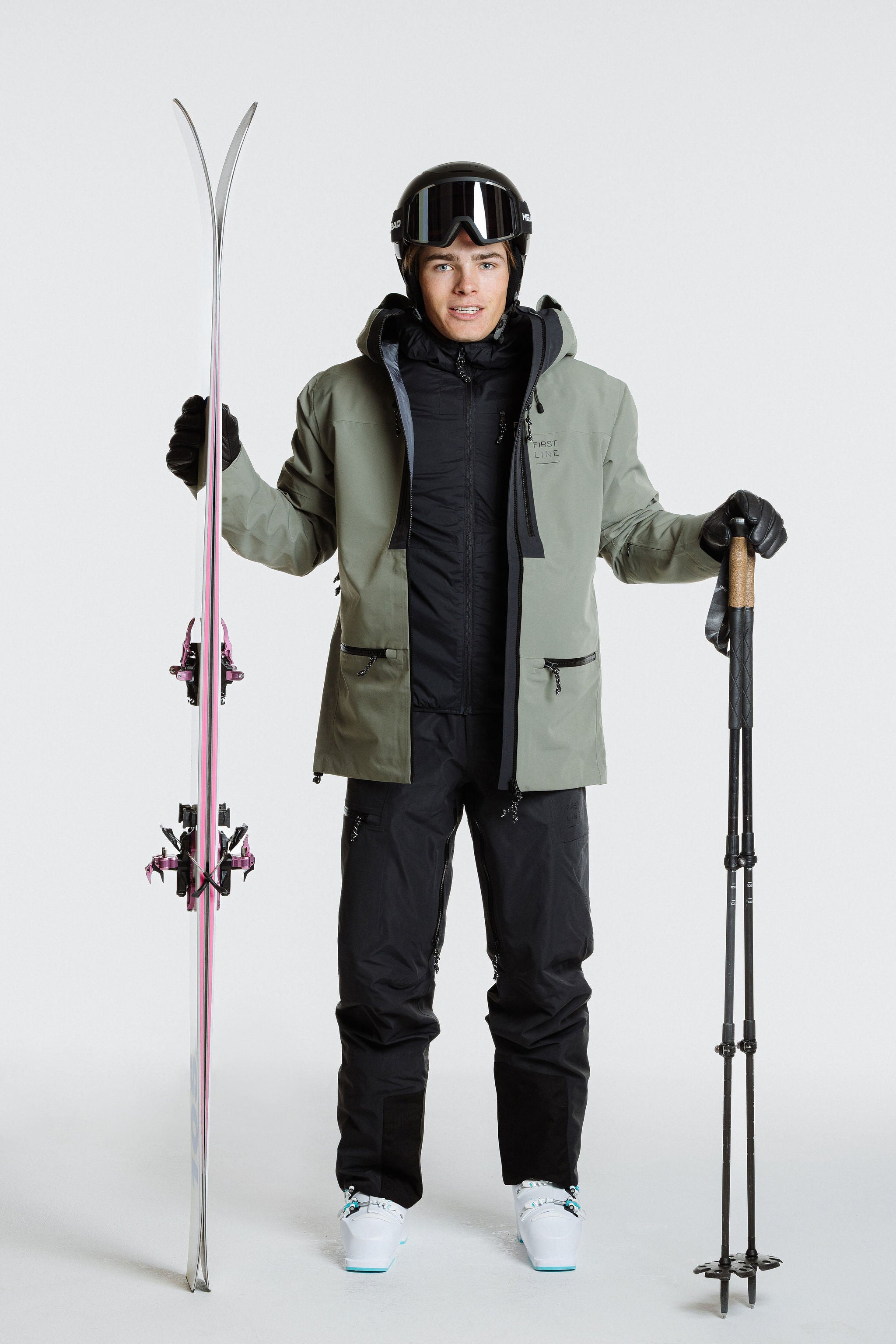 3-layer shell and pants_men_softstone_blackgraphite_outfit front view